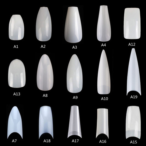 Faux-ongles en forme de cercueil, vente en gros, 50 sacs x 500 pièces, Stiletto, transparent, ovale, ballerine, naturel, acrylique ► Photo 1/6