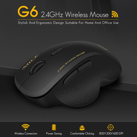 IMice – souris optique sans fil 2.4 Ghz, 1600 DPI, USB, pour ordinateur PC et portable, périphérique ergonomique pour économie d'énergie ► Photo 1/6