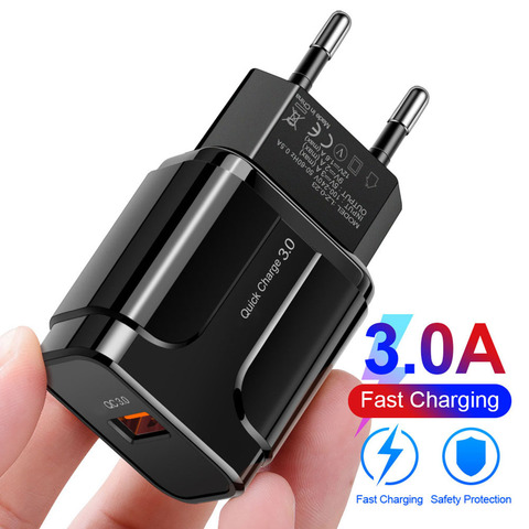 Chargeur USB 18W QC3.0 Charge rapide 3.0 QC chargeur mural rapide pour Samsung pour iPhone pour Huawei chargeur de téléphone portable ► Photo 1/6