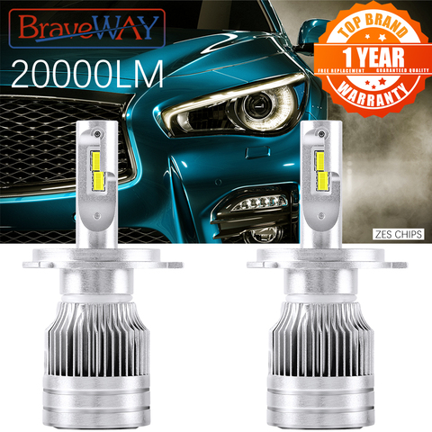 BraveWay [ 2022 VENTE chaude] H1 H7 LED Voiture Phares Ampoules H4 LED H7 H8 H11 Phares Antibrouillard 9005 9006 HB3 HB4 12V LED H4 Lumières 20000LM nouveau ampoule led h7 ► Photo 1/6