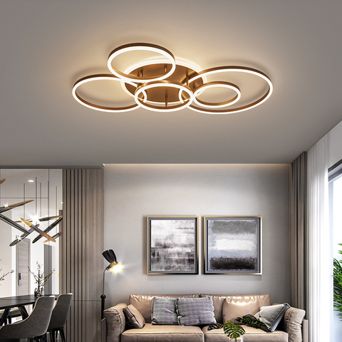 Plafonnier Led circulaire au design moderne, couleur blanche, brune/noire/or, luminaire de plafond, idéal pour le salon, la chambre à coucher ou le bureau, 90/260V ► Photo 1/6