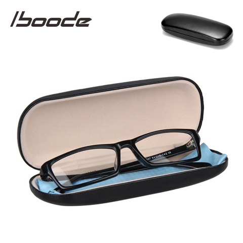 Iboode-étui en cuir Simple rigide, protecteur boîtier pour lunettes de lecture noir pour femmes et hommes, support de lunettes boîtier de rangement ► Photo 1/6