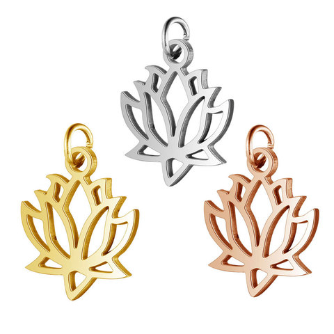 Pendentif sans chaîne en or/Rose, en acier inoxydable, Lotus, pour breloques, accessoires de fabrication de bijoux, colliers et Bracelet, DIY ► Photo 1/5