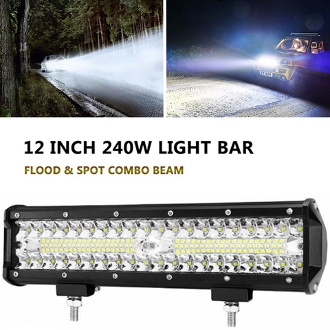 12 pouces 240W LUMIÈRE LED Bar Pour La Conduite De Voiture Véhicule Accessoires Offroad 4x4 camion ATV SUV de Voiture de Lumière de TRAVAIL Phare Faisceau Combiné ► Photo 1/6