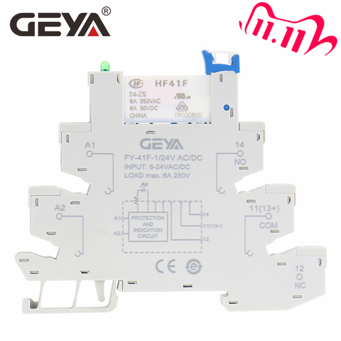GEYA-relais fin avec Interface PLC Hongfa, prise à vis, relais 6A, relais 24v dc/AC, épaisseur de 6.2mm ► Photo 1/6