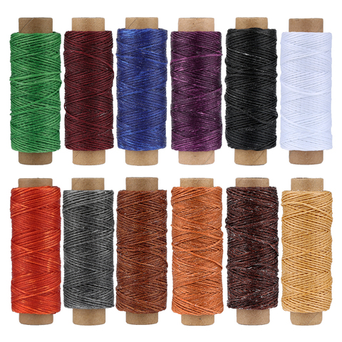 KAOBUY 12 couleurs fil ciré cuir couture fil ciré pour cuir ciré cordon pour cuir artisanat couture à la main fil ► Photo 1/6