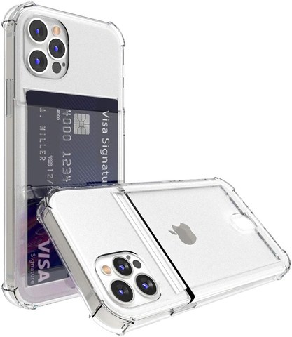 Coque de téléphone transparente antichoc en Silicone souple avec porte-cartes, étui pour iPhone 12Mini 12 11 Pro Max X XS XR 7 8 Plus SE 2 ► Photo 1/6