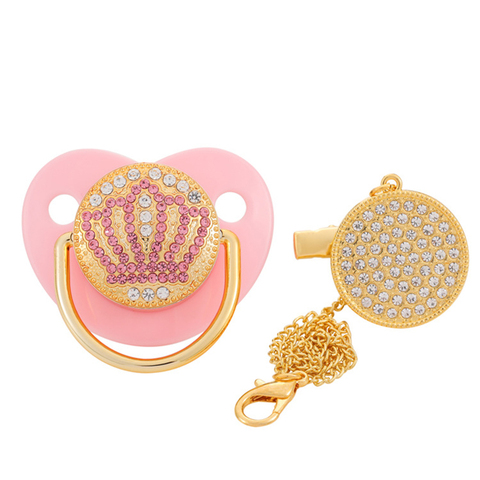 Bébé douche cadeaux bébé sucette strass sucette Clips princesse Bling BPA sans Silicone infantile mamelon nouveau-né bébé sucette ► Photo 1/6