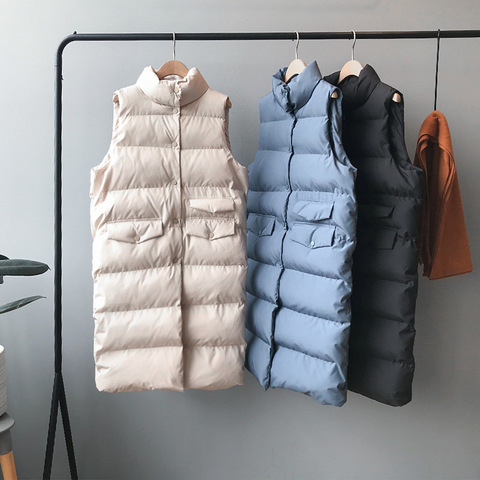 2022 femmes hiver Gilet manteau col montant femmes Long Gilet chaud haut pour femme Gilet Chaleco Mujer Gilet Casaco Feminino ► Photo 1/6