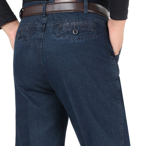Nouveauté Stretch jean pour hommes printemps automne mâle décontracté haute qualité coton coupe régulière Denim pantalon bleu foncé Baggy pantalon ► Photo 1/6