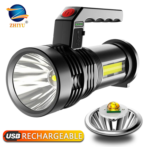 Puissant lampe de poche LED Portable LED P500 torche USB projecteur Rechargeable projecteur étanche pour lanterne de lumière de pêche ► Photo 1/6