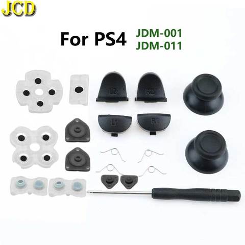 JCD pour contrôleur PS4 JDM-001 / 011 L1 R1 L2 R2 boutons de déclenchement bâton analogique 3D + bouton en caoutchouc conducteur Kit de tournevis ► Photo 1/6