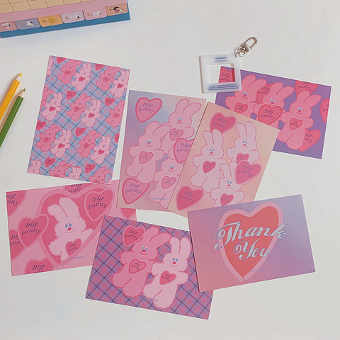 Carte postale en lapin rose japonais, rétro, à main, enveloppe, matériel de décoration murale, autocollant, petite affiche, cadeau pour enfant ► Photo 1/4