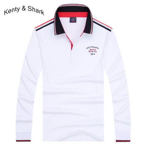 Cadeau pour mari/père kety requin marque hommes Polo 2022 automne manches longues couleur unie pur coton polos pour hommes ► Photo 1/6