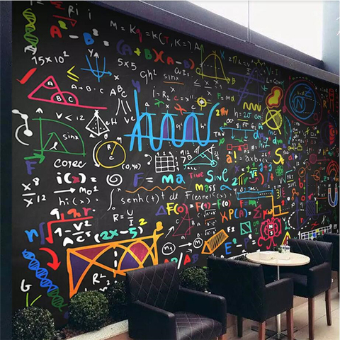 Papier peint mural 3D sur mesure avec photo, rétro, nostalgie, tableau noir, formule mathématique, arrière-plan, barre murale, décoration KTV ► Photo 1/6