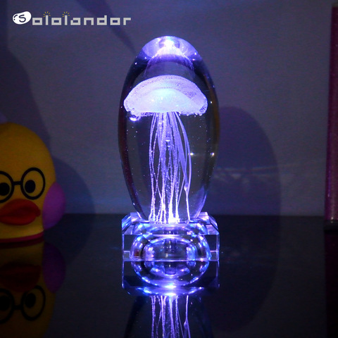 Nouveaux cadeaux créatifs méduse modèle 3D LED multicolore éclairage lampe cristal lampe de Table pour vacances chambre décoration veilleuse ► Photo 1/6