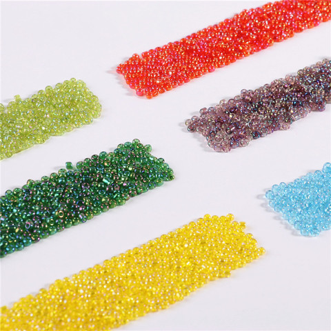 Perles à graines transparentes et brillantes | Bricolage, 1200 pièces/lot de 2mm, perles à graines en verre pour artisanat, bijoux accessoires de couture de vêtement, 11/0 ► Photo 1/6