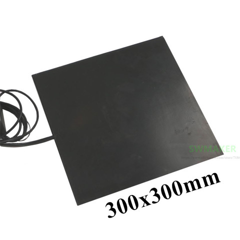 Coussin chauffant en caoutchouc Silicone noir pour imprimante 3D, 300x300mm, 500W, 300x300mm ► Photo 1/1
