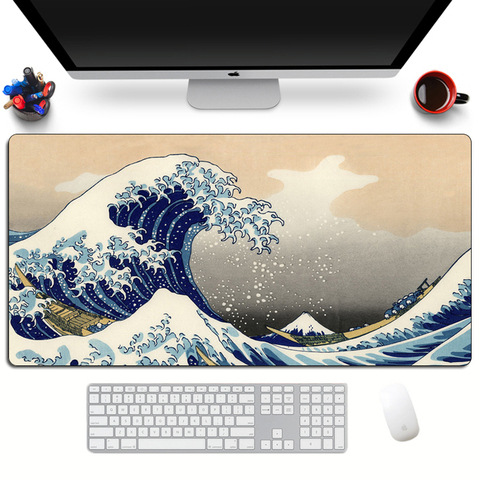 Japon la grande vague de Kanagawa Art tapis de souris grand ordinateur jeu tapis de souris Gamer XL caoutchouc Otaku clavier tapis de bureau d'ordinateur portable ► Photo 1/6