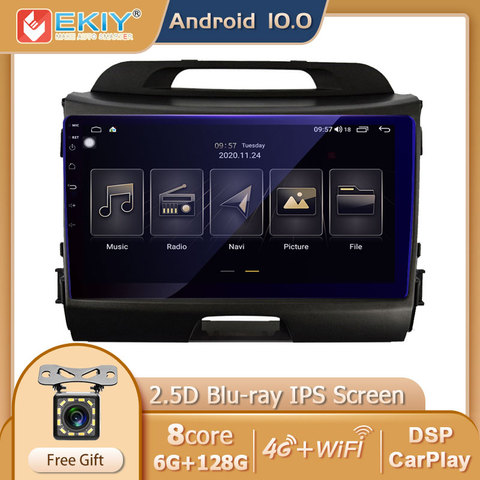 EKIY Blu-ray IPS 6G + 128G DSP pour Kia Sportage 3 4 SL 2010-2016 Android 10 autoradio multimédia lecteur vidéo Navigation GPS 2 Din ► Photo 1/6