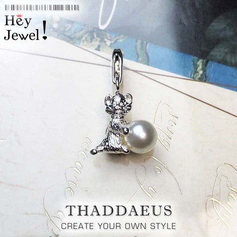 Chaton & perle pendentif breloque, 2022 printemps Style européen mode 925 en argent Sterling mignon chat cadeau Fit Europe Bracelet pour les femmes ► Photo 1/6