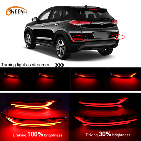 2 PIÈCES Pour Hyundai Tucson 2015 2016 2017 2022 Voiture LED Réflecteur Lampe de Brouillard Arrière Pare-chocs Arrière Feu Stop Lumière ► Photo 1/6