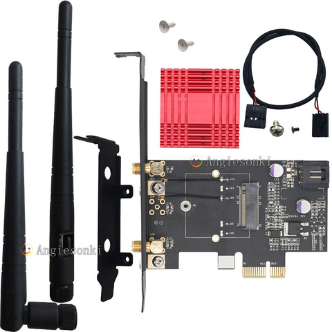 Support de carte WIFI WLAN M.2/NGFF vers PCI-e 1X 8X 16X, adaptateur de plateau, antenne pour Intel 7260/7265/8260 ac PCIe Mini carte ► Photo 1/5