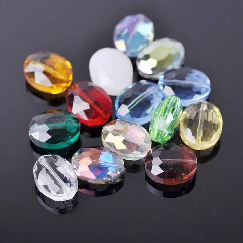 Perles ovales en cristal à facettes, pour la fabrication de bijoux, artisanat, 10 pièces, 12x9mm 16x12mm 20x16mm ► Photo 1/5