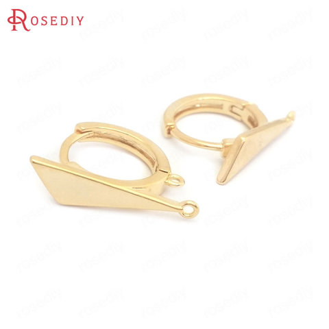 Lot de 6 boucles d'oreilles en forme de Triangle, couleur or, laiton, 17MM, 24K, lot de 38419 pièces ► Photo 1/6