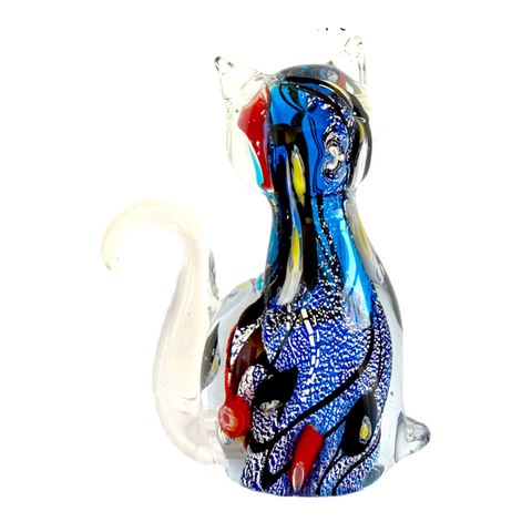 Art moderne soufflé à la main en verre chat Figurine cristal Animal Sculpture mignon Animal de compagnie ornement artisanat créatif enfants cadeau maison Table décor ► Photo 1/6