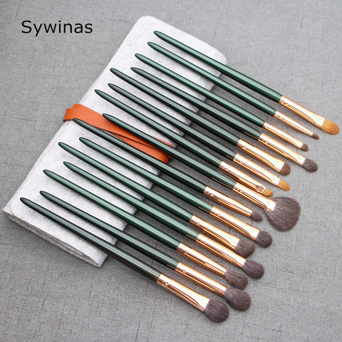 Sywinas fard à paupières brosse ensemble 15 pièces de haute qualité chèvre poney cheveux Smoulder mélange Shader ombre à paupières sourcils pinceaux de maquillage ► Photo 1/6