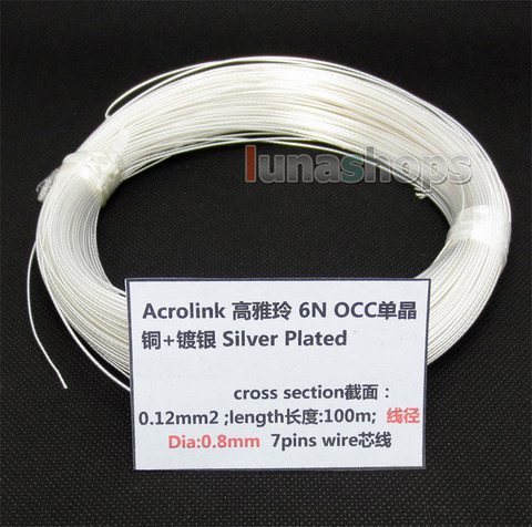 10 m Acrolink Argent Plaqué 6N OCC Signal Téflon Fil Câble 0.12mm2 Dia: 0.8mm Pour DIY LN004381 ► Photo 1/4