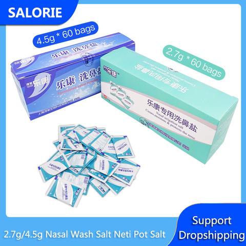 Sel de lavage Nasal pour Neti Pot, 2.7g/4.5g, soulagement des Allergies, rinçage, irrigateur, nettoyant pour le nez, soins de santé pour adultes et enfants ► Photo 1/6