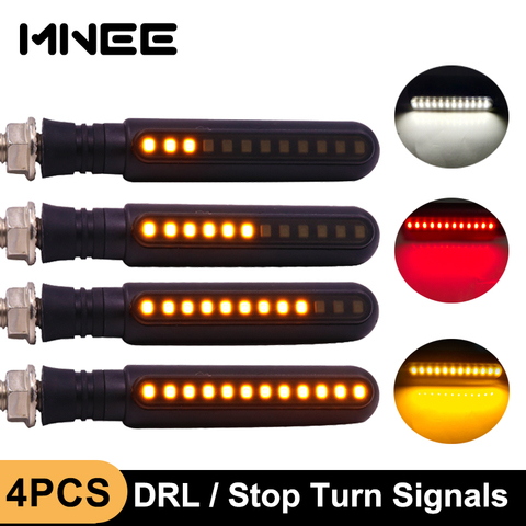 Clignotant LED rouge pour motos, feu Stop, feux de jour DRL, 4 pièces ► Photo 1/6