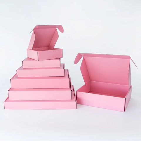 Boîte-cadeau rose à 3 couches, 5 pièces/10 pièces, boîtes d'emballage pour célébrations de festivals, boîtes ondulées, supports de taille personnalisée et impression de logo ► Photo 1/4