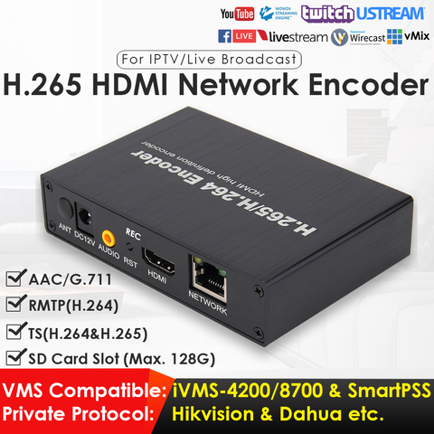 Encodeur vidéo HD HDMI 1080P, H.265/H.264, avec fente pour carte SD, pour IPTV, enregistrement vidéo, diffusion en direct sur YouTube, Facebook, Vimeo, etc. ► Photo 1/6