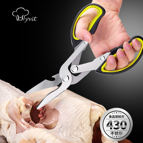 6 en 1 ciseaux de cuisine à usages multiples ciseaux 2cr13 acier poulet os ciseaux pour viande légumes Barbecue outils de cuisson ► Photo 1/6