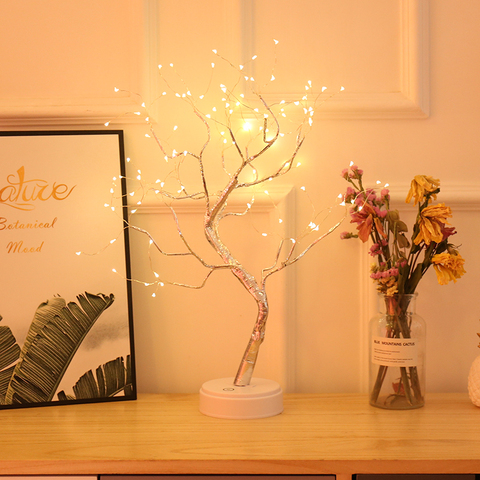 Led fée veilleuse LED LED arbre de noël lampe de nuit batterie USB à piles chevet lampe d'étude pour chambre bureau vacances éclairage décor ► Photo 1/6