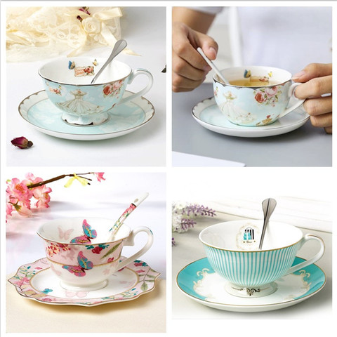 Ensemble de tasses à café et thé en porcelaine, soucoupes, style européen romantique, tasse créative en céramique, cadeau de saint-valentin ► Photo 1/5