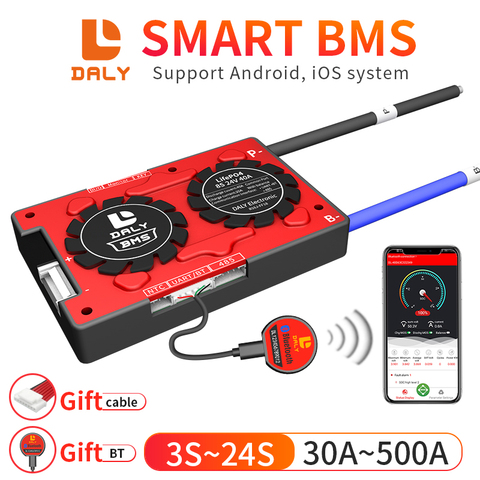 Daly – carte de Protection de batterie Smart BMS 3S-24S Lifepo4 li-ion Lipo LTO, application Bluetooth gratuite, Balance RS485 4s 8S 12S 16S 20S ► Photo 1/6