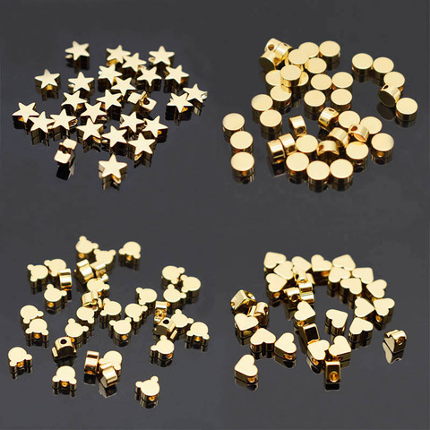 Pentagramme 6mm, perles en métal, cuivre, or, en forme de cœur, croix, papillon, pour la fabrication de bijoux, trou de Bracelet, DIY, 1.7mm ► Photo 1/6