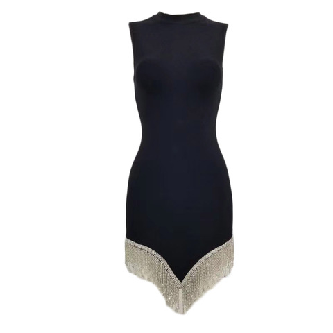 Robe Sexy à bandes avec perles pour femmes, moulante, Mini, Club de fête, célébrité, sans manches, nouvelle collection automne hiver ► Photo 1/6