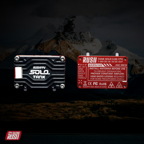 37x24x6.7mm RUSH TANK SOLO 5.8G 48CH PitMode 1.6W réglable VTX 2-6S intégré Microphone CNC coque de refroidissement pour FPV longue portée ► Photo 1/5