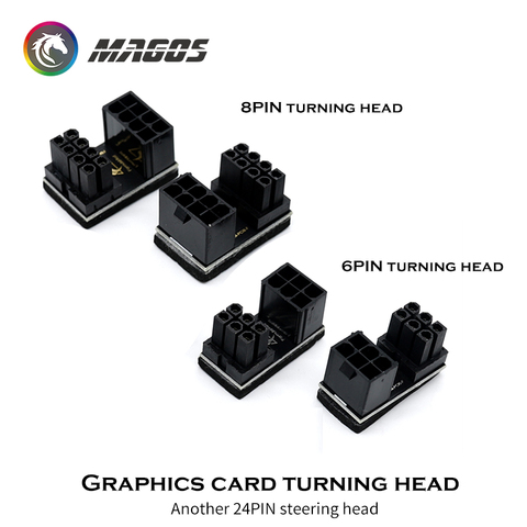 Tête coudée d'adaptateur de PSU de VGA, connecteur de direction d'alimentation de GPU, PCI-E 6Pin 8Pin tournant à 180 degrés ► Photo 1/1