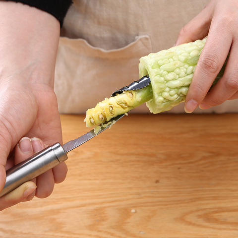 Éplucheur de légumes en acier inoxydable, nouvel outil à poivre Jalapeno, outil de cordage des bords dentelés, détacheur de graines dentelées, outils de cuisine ► Photo 1/6