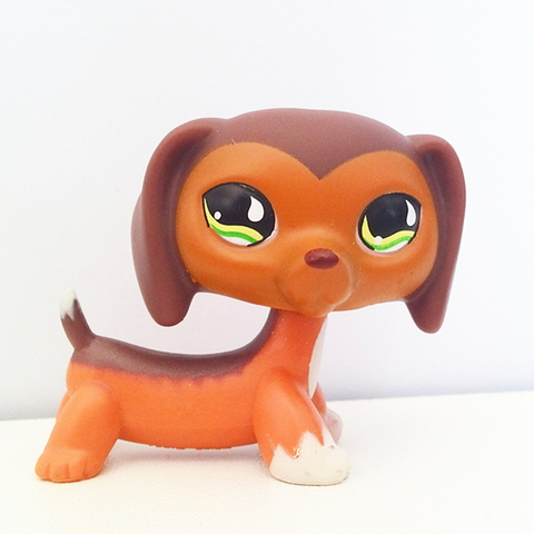 LPS chat animalerie mignon jouets vieux vrai teckel #675 rare saucisse chien mini brun doggy enfant à collectionner cadeaux sans aimant ► Photo 1/1