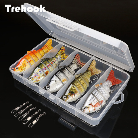 TREHOOK 5 pièces coulant Wobbler ensemble pédaliers Kit de pêche appât artificiel leurre dur nageur brochet Wobblers pour matériel de pêche basse ► Photo 1/6