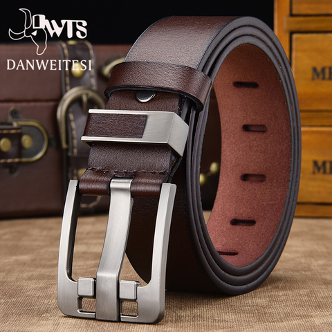 [DWTS] hommes ceinture mâle de haute qualité en cuir ceinture hommes mâle en cuir véritable bracelet de luxe boucle ardillon fantaisie vintage jean livraison gratuite ► Photo 1/6