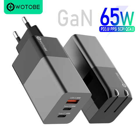 2 ports GaN MiNi USB C adaptateur d'alimentation PD65W/45W/25W/18W QC3.0/PPS de charge pour les ordinateurs portables de TYPE C iphone11/SE S10/S20/Note 10/S20/S10 ► Photo 1/6