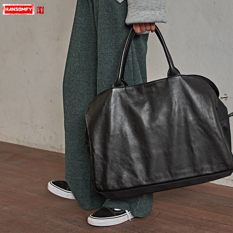 Sac à main en cuir noir pour femmes, grand sac à main pour ordinateur portable à grande capacité, sac de voyage bandoulière en cuir noir, nouvelle collection 2022 ► Photo 1/6